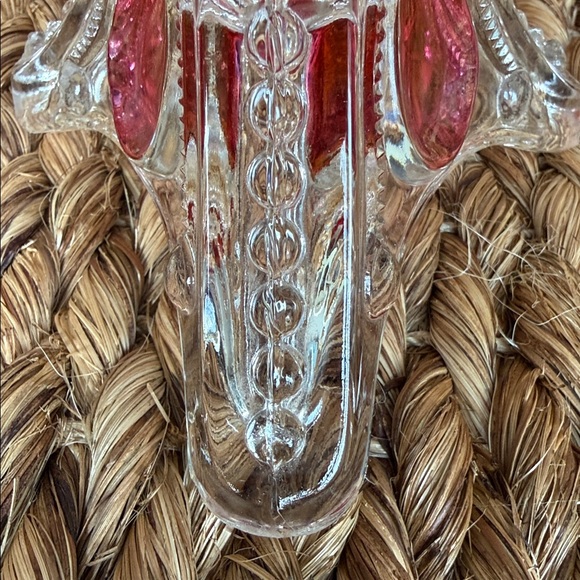 Vintage Cranberry Flash Triangle Footed Button Zipper Glass Vase 8.75” - Picture 15 of 17